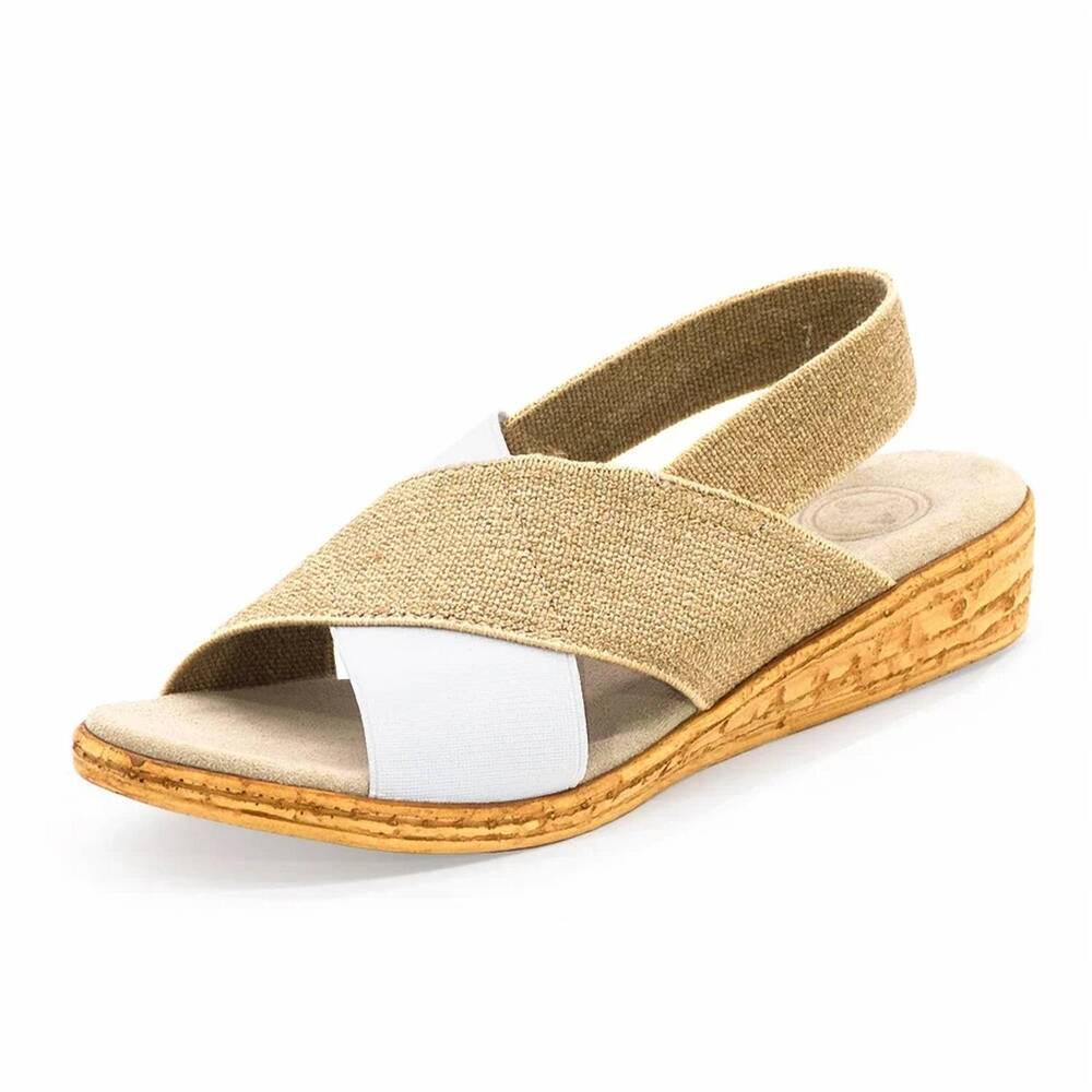 NEW CHARLESTON SHOE CO. women's atlantic solid sling back stretch sandal in whit